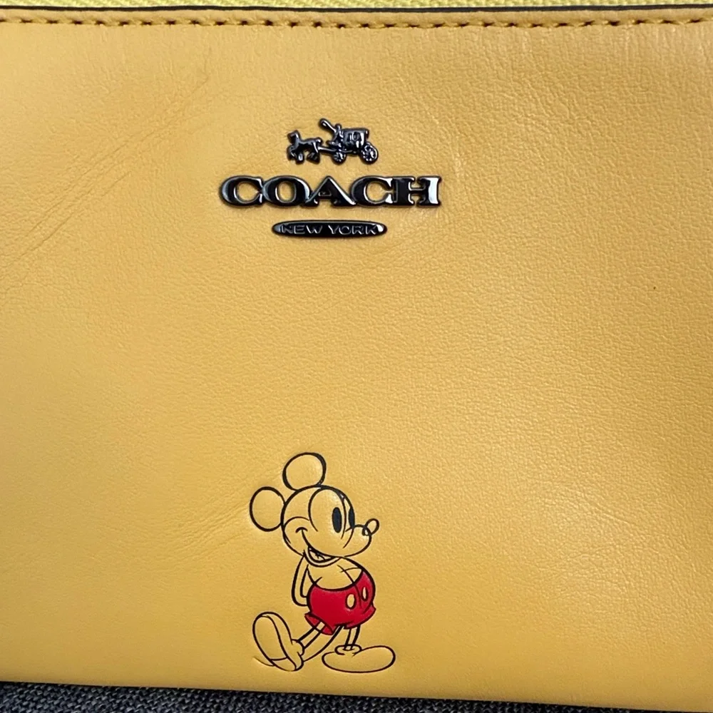 Coach Disney Yellow Mickey Mouse Wristlet.   Brand new with tags!   Rare! - Picture 3 of 7